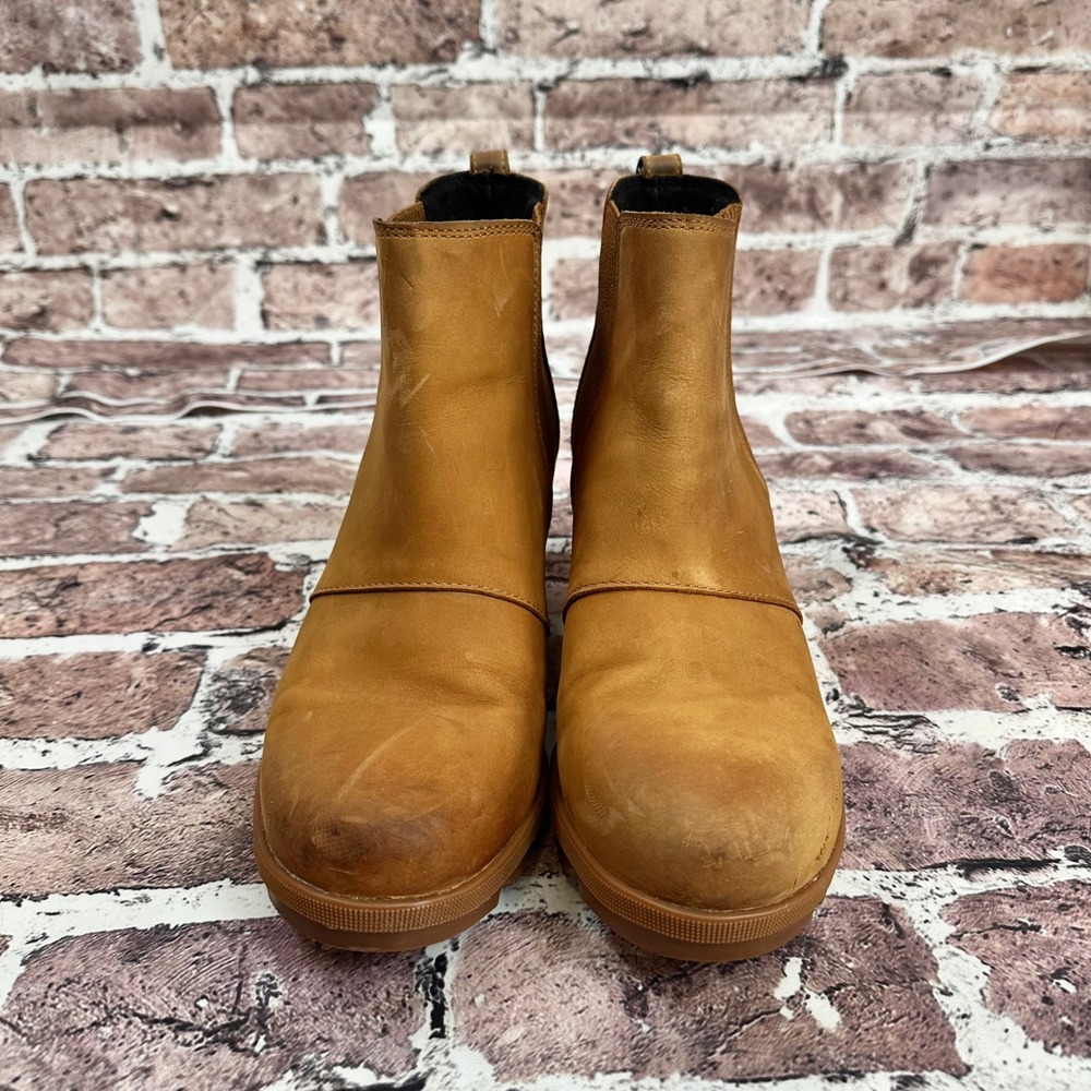 Sorel Women's Wedge Ankle Boots‎ Tan Leather Elastic Side Size 10.5 - Picture 3 of 16